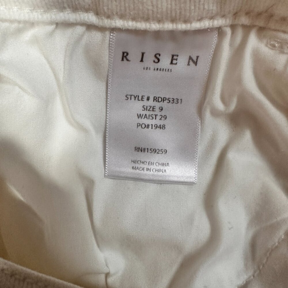 Risen Flare Leg Stretch Jeans Womens Size 9/29 Mid Rise White Denim Raw Hem - Picture 12 of 12